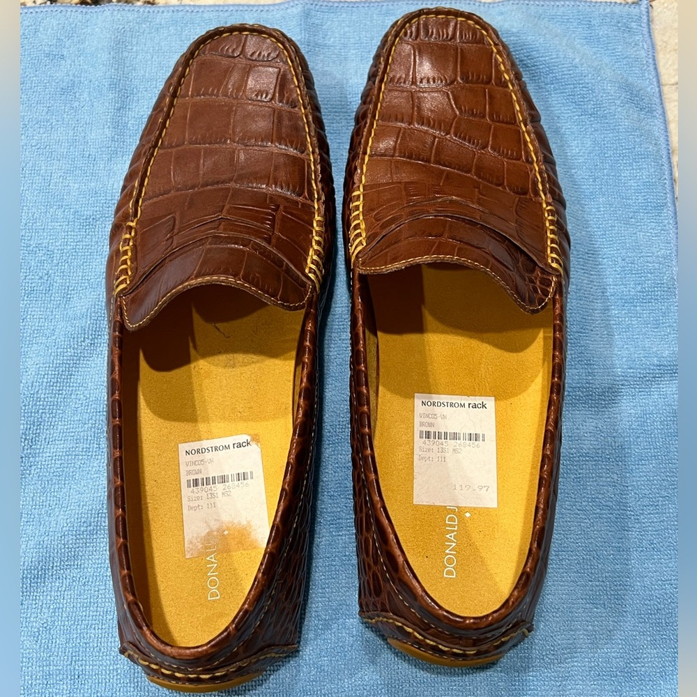 Donald J Pliner Croc Print Driving Loafers